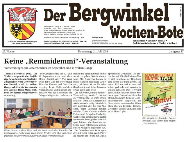 Ausstellerversammlung zur Gewerbeschau